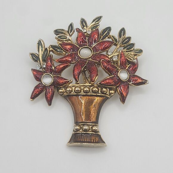 Poinsettia Christmas Brooch - Picture 1 of 14
